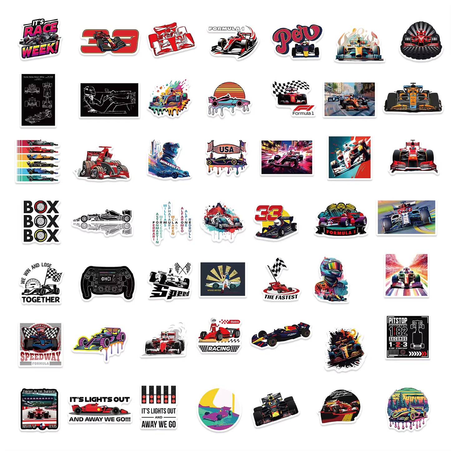 50 PCS Formula One  Stickers